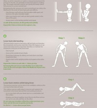 List of exercises that you can follow to get rid of lower back pain infographic