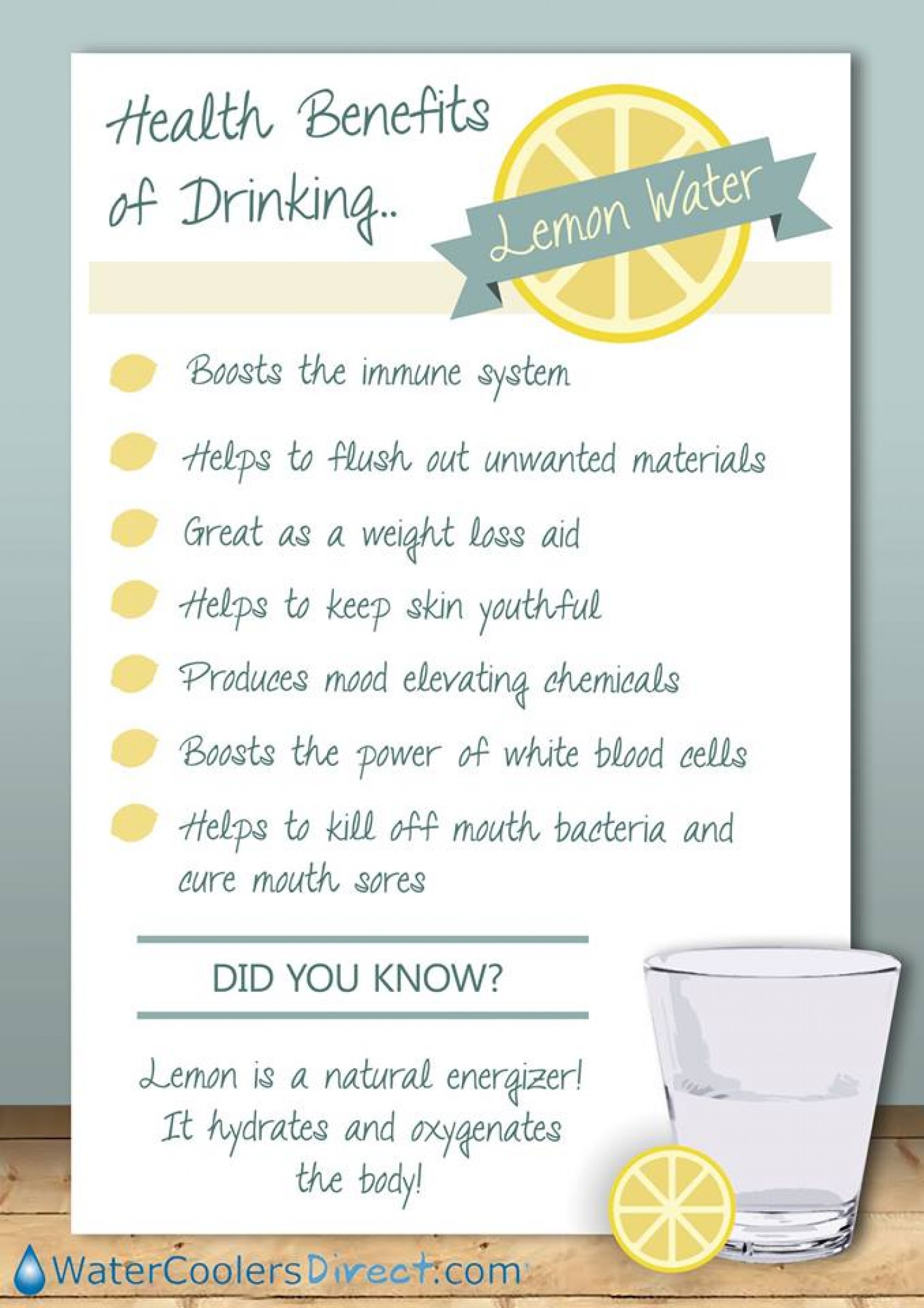 8 Benefits Of Lemon Water Infographic