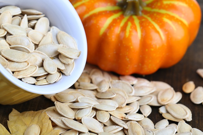 Pumpkin seeds in bowl