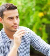 Man smoking an electronic cigarette