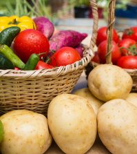 Close-up of various fresh vegetables arranged on table