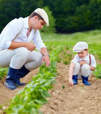 Father And Son Gardening On Their Homestead