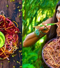 Raw Vegan Recipe: Rainbow Pasta With Creamy Dressing Video