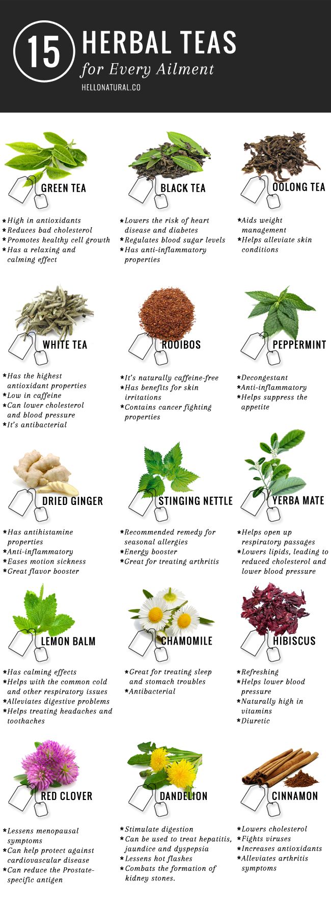 15 Different Teas To Cure Any Ailment Infographic
