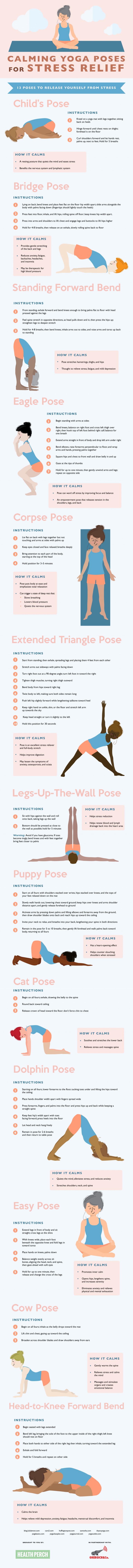 13 Yoga Poses For Inner Peace During Stressful Times Infographic