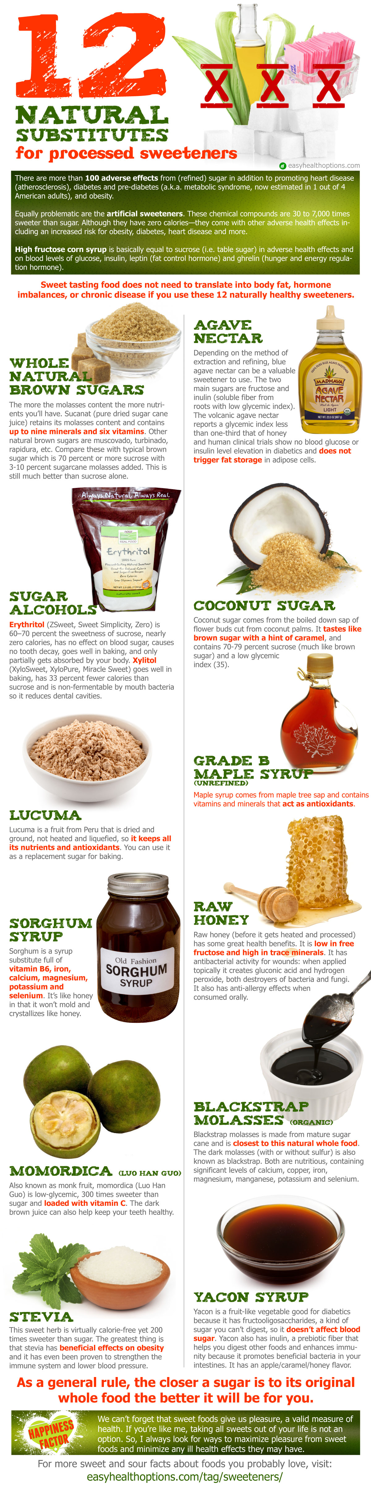 12 Naturally Healthy Alternatives To Processed Sweeteners Infographic
