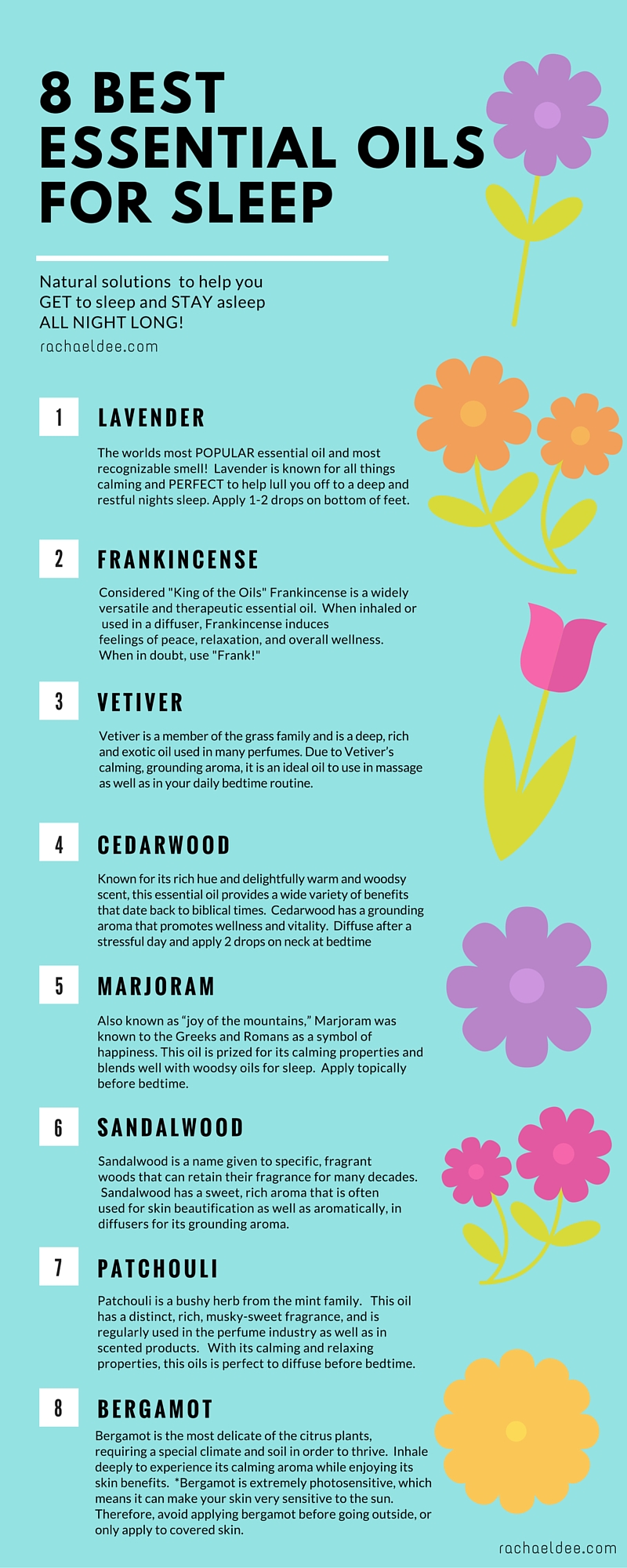 8 Most Effective Essential Oils For Better Sleep And Relaxation Infographic