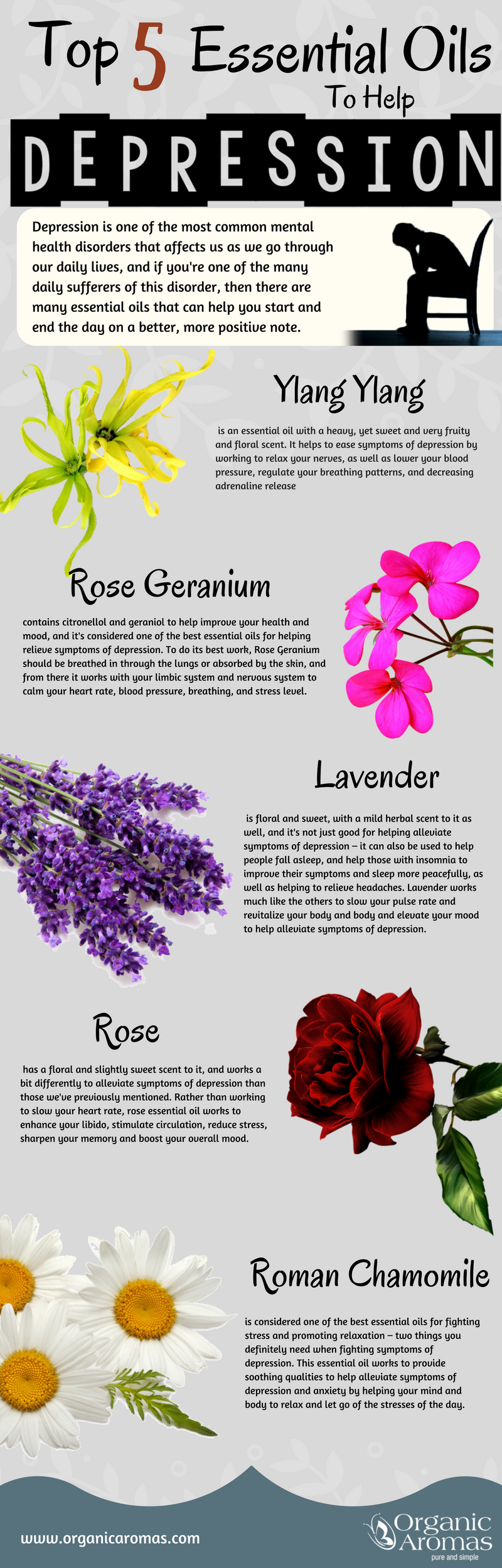 Top 5 Essential Oils For Treating Depression Infographic