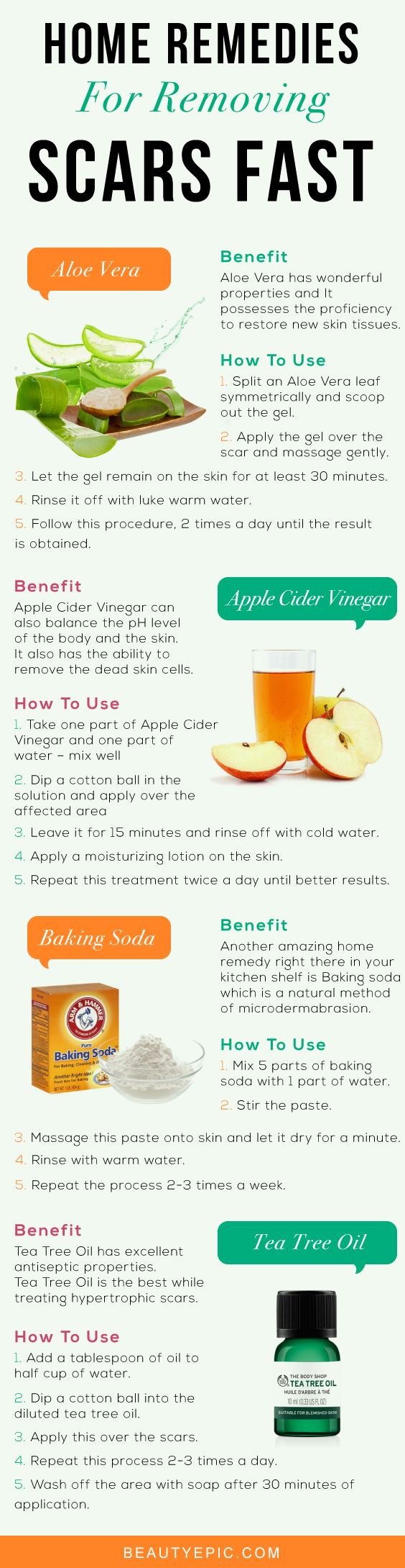 Top Natural Remedies For Fast Scar Removal Infographic