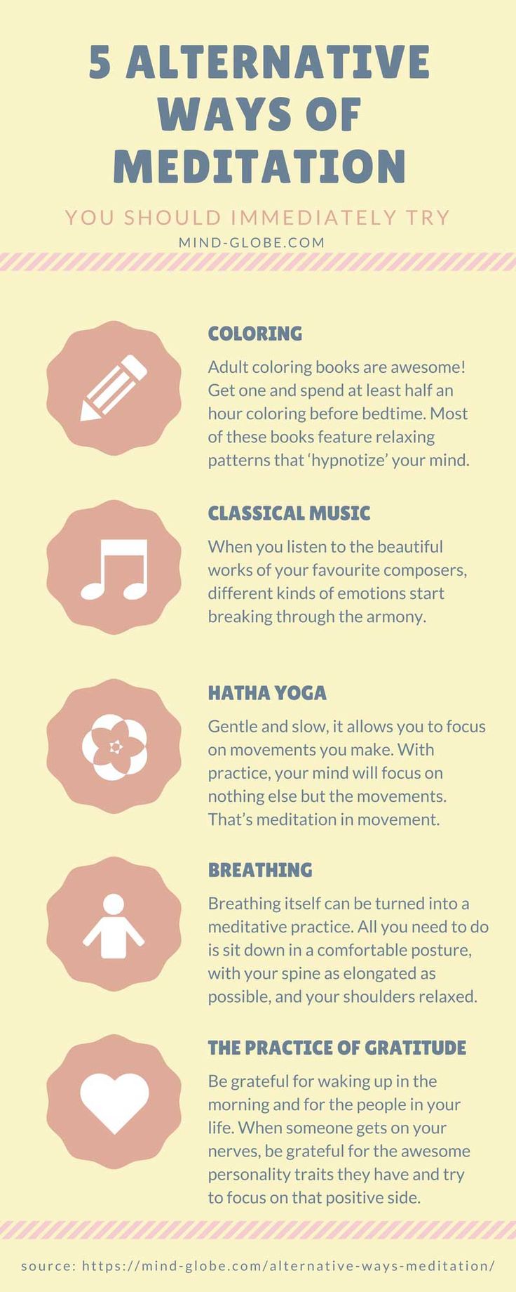 5 Alternative Ways Of Active Meditation To Use Daily Infographic