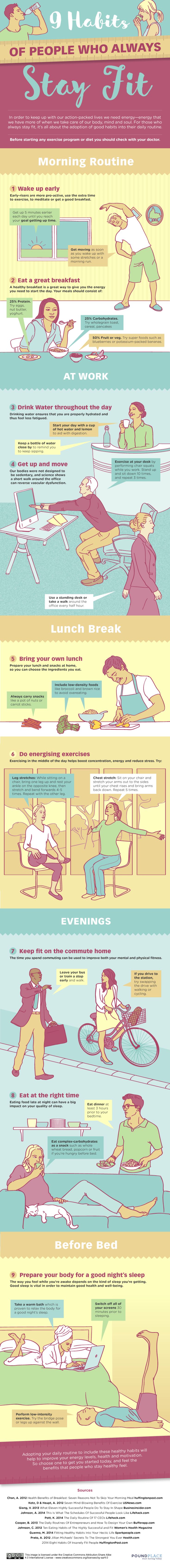 9 Everyday Habits For Being Fit And Healthy Infographic