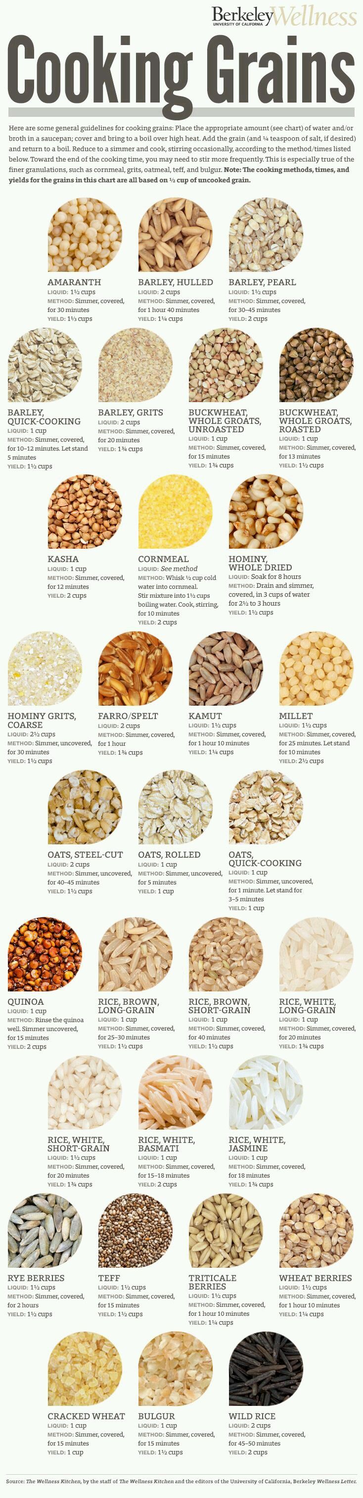 Life-Saving Guide To Cooking All Kinds Of Grains Infographic