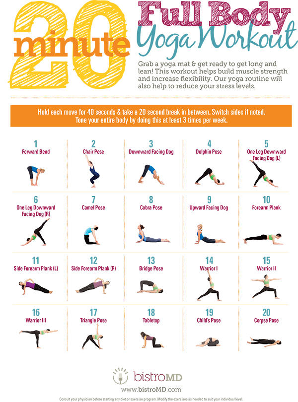 An Illustrated Guide To A 20 Minute Full Body Yoga Workout Infographic