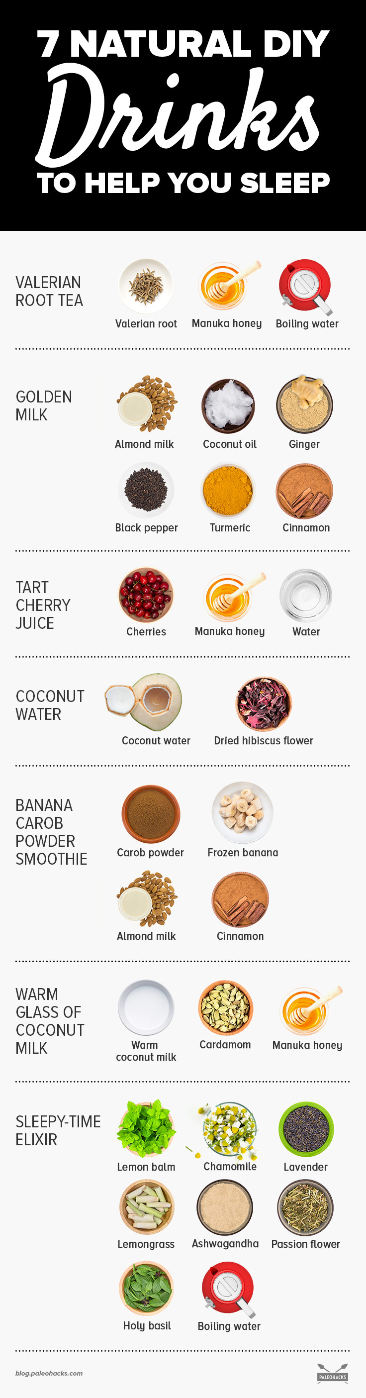 7 Natural Drinks You Can Make For Better Sleep Infographic