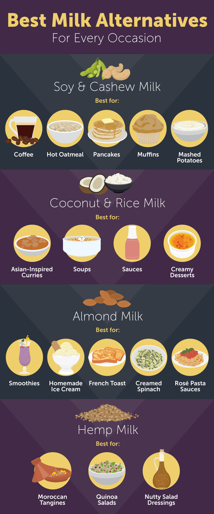 Best Milk Alternatives And What They Can Be Used For Infographic