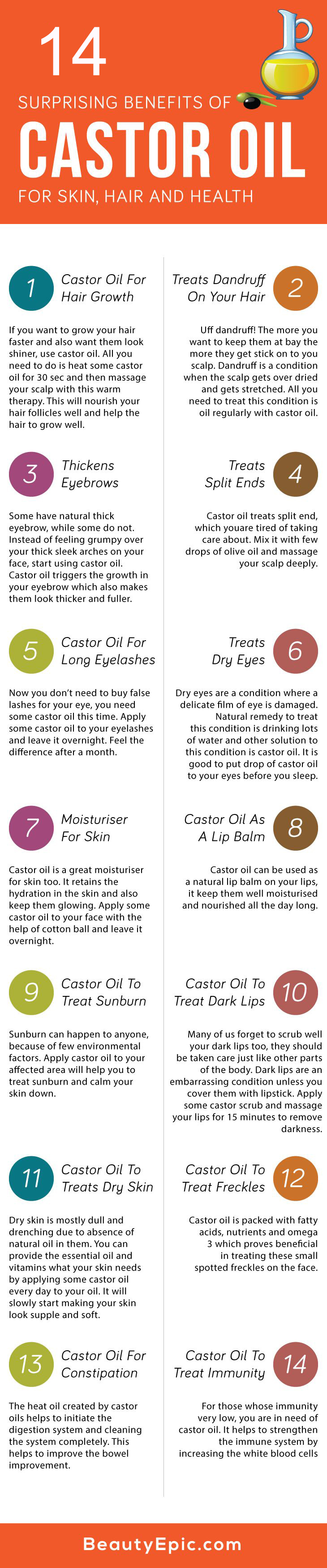 Castor Oil And Its 14 Surprising Benefits For Your Health Infographic