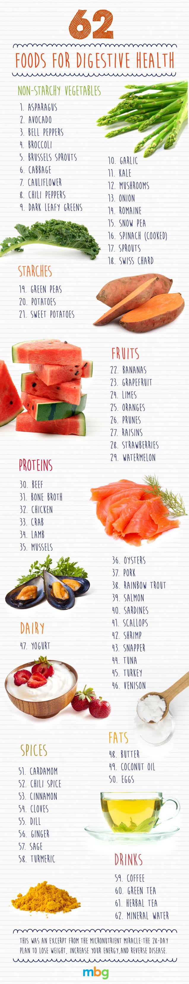 62 Foods For Improving Your Digestive Health Infographic