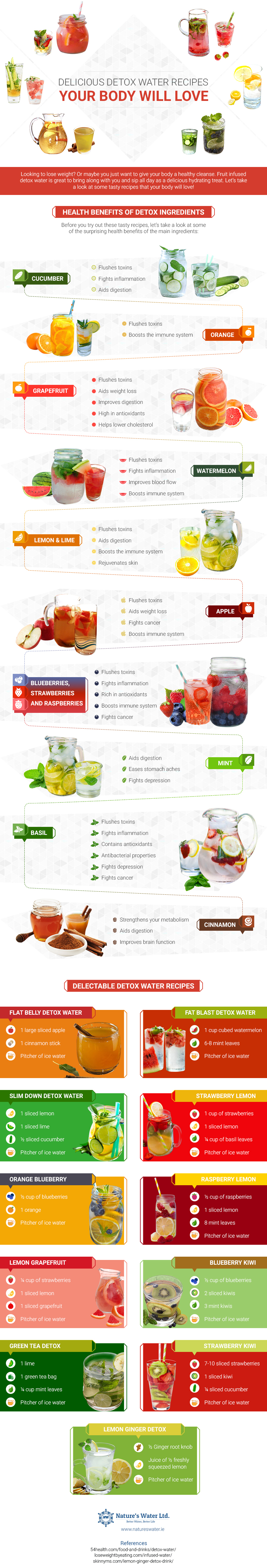 Delicious Detox Water Recipes To Help You Stay Hydrated In The Summer Heat Infographic